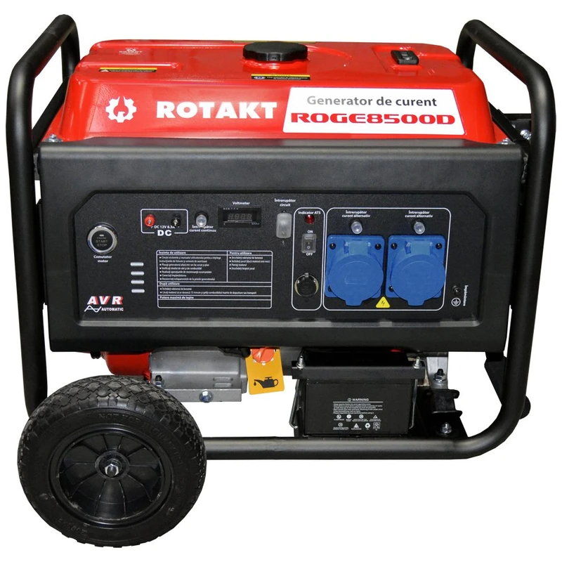 Generator De Curent Rotakt ROGE8500D, 8.5 KW (Include Functia De Automatizare ? ATS), AVR, Voltmetru, Autonomie 7 Ore