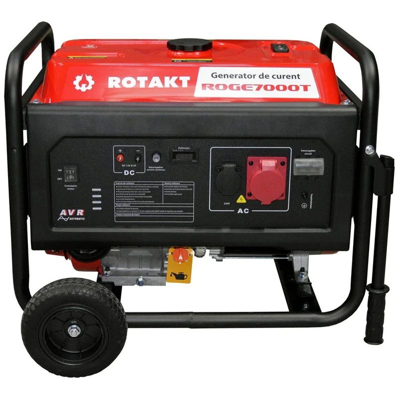 Generator De Curent Pe Benzina Rotakt ROGE7000T 6.8 kW, Trifazic, AVR, Voltmetru, Iesire De 12V, Consum 3,12 l/h
