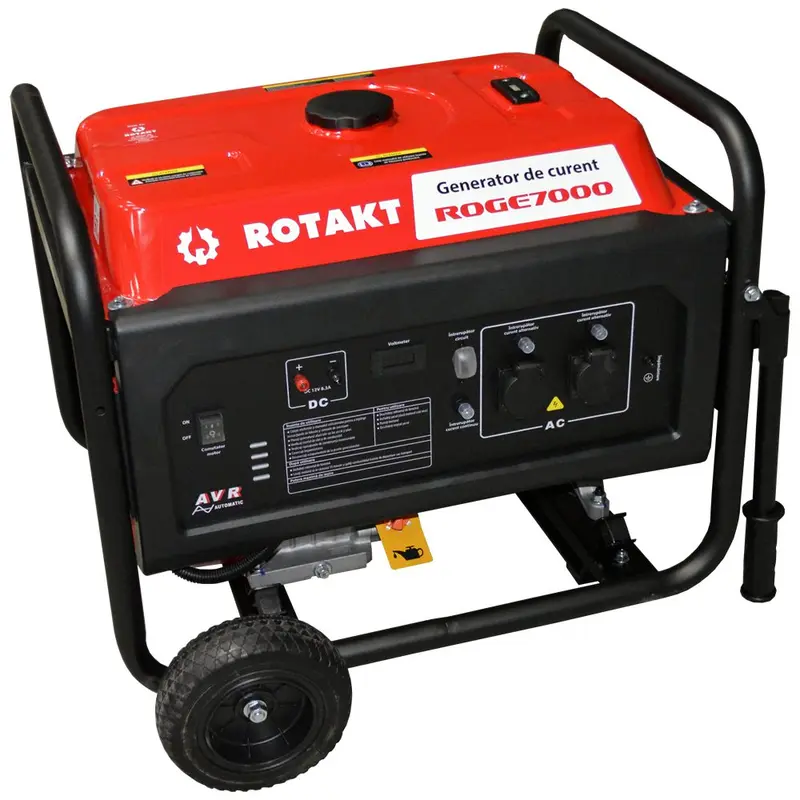 Generator de curent benzina Rotakt ROGE7000 6.8 KW, AVR, Voltmetru, Iesire12V, Consum Redus 3,12 l/h