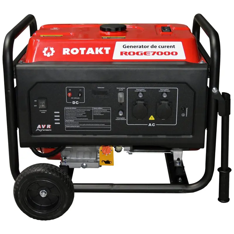 Generator de curent benzina Rotakt ROGE7000 6.8 KW, AVR, Voltmetru, Iesire12V, Consum Redus 3,12 l/h