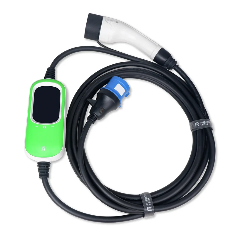 Incarcator portabil EV Rheidon 7,2 kW, cablul de 7,5 metri - PC100-7K2 - Green