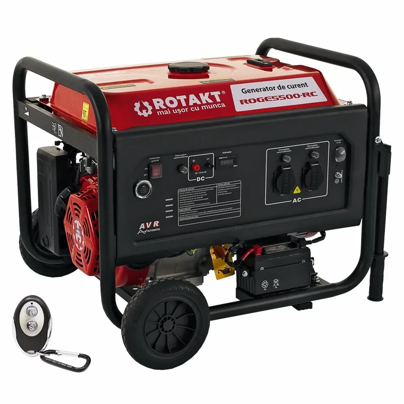 Generator de Curent Pe Benzina Rotakt ROGE3000RC 3.0kW, AVR, Voltmetru, Iesire 12V, Consum de 1,09L/ora ora, Pornire Electrica
